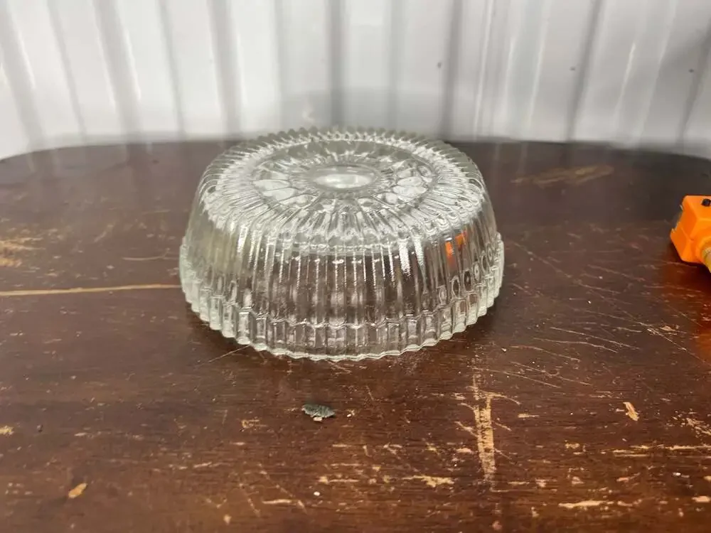 Vintage Mid-Century Modern Clear Pressed Ribbed Glass Candy or Nut Dish Bowl